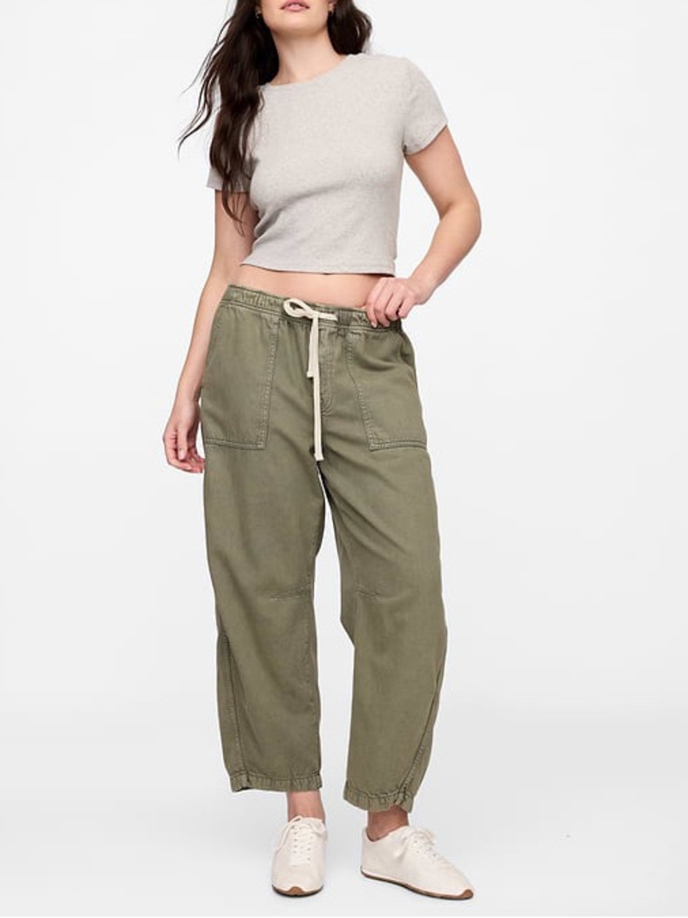 Gap Mid Rise Pull On Soft Barrel Jeans Green Womens Size Large